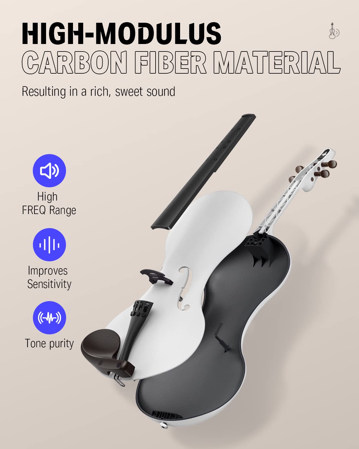 Amazon.com: Donner Rising-V Violín de fibra de carbono, juego de